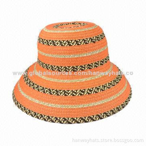 Women's multicolor striped straw micro brim hat